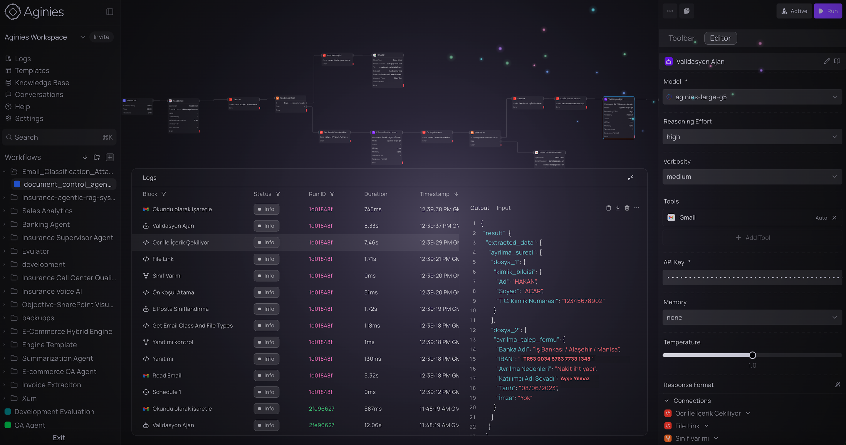 OCR document extraction workflow with validated JSON output